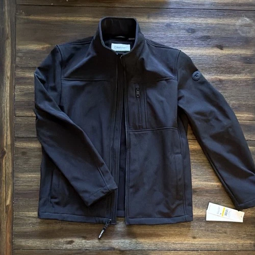 Calvin Klein Men’s Black Softshell Full Zip Jacket Stand-Up Collar Size M image 2