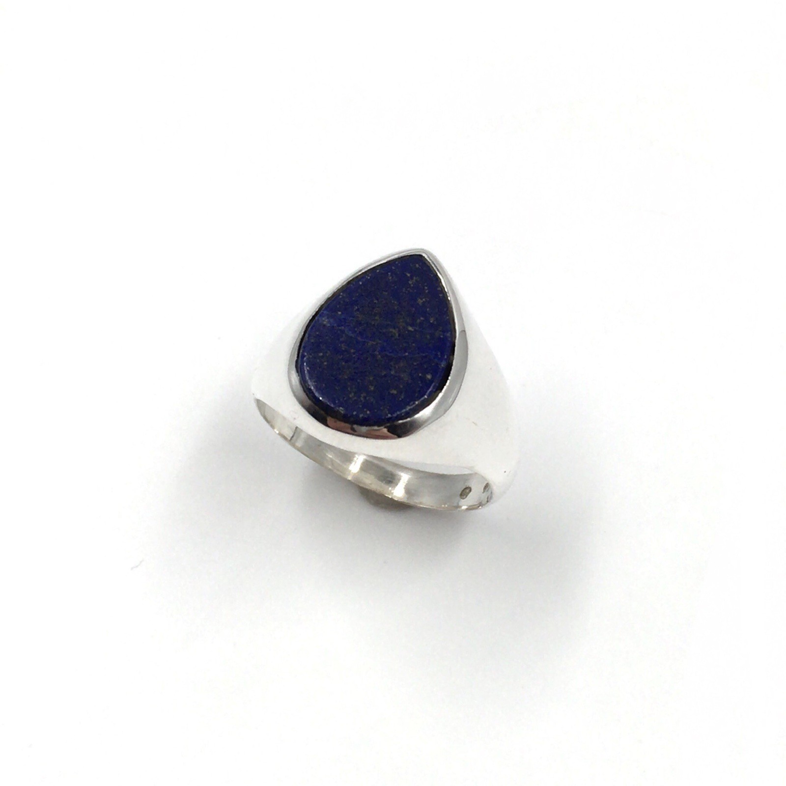 Solid 925 Silver Ring Lapis Lazuli Drop Band Ring… - image 4