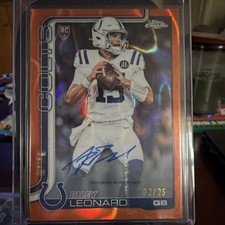 Topps 2025 Chrome Football Riley Leonard Colts Rookie Orange Autograph /25