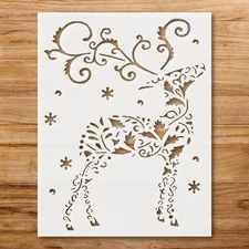 Majestic Reindeer Silhouette Wildlife Decor Stencil for Nature Lovers - Stenc…
