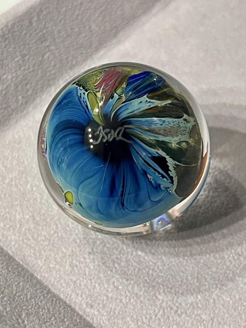 Josh Simpson ジョシュ シンプソン プラネット ガラス玉 Josh Simpson Art Blue and Green Planet Pattern Glass Bead