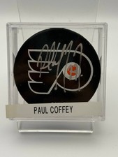 Paul Coffey Hand Signed Autograph Auto Philadelphia Flyers Puck With Cube