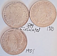 3 MORGAN Silver Dollar US Copy Coins 1899 1900 1901 Circulated Antique Look/Feel