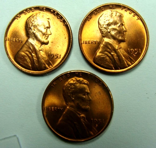 1951  PDS  BU LINCOLN CENTS, FREE SHIPPING