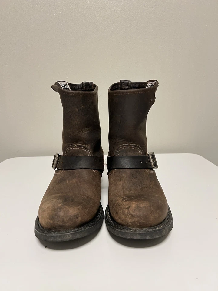 Botas de motociclista Frye Engineer 77500 8R de cuero marrón con correa ajustable para mujer talla 7 Foto 4 de 4