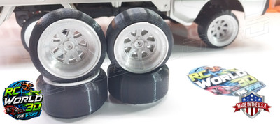 RC DRIFT TIRE+ WHEEL SET 4 TIRES 4 WHEELS TPU TIRES 3D PRINTED FITS WPL D-12