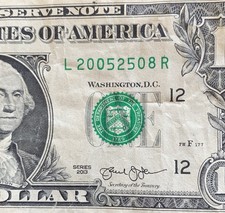 20052508 Birthday Note $1 Bill August 25 2005 Date Serial Number Rare Gift