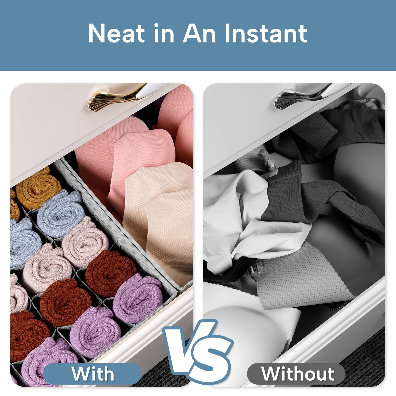 Criusia Drawer Organizer Clothes, 8 Pack Dresser Organizer for Underwear, Soc...