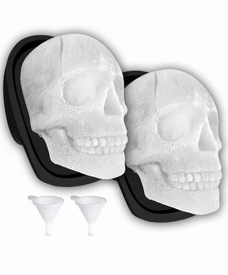 Extra Large 3D Skull Ice Cube Mold Silicone Ice Molds for Whiskey Ice Cube Tr...