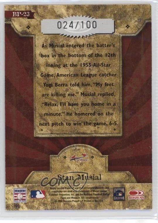 2004 Donruss Throwback Threads Blast from the Past Spectrum /100 Stan Musial HOF - Image 2 of 2
