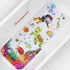 Baby Bath Mat for Tub for Kids, 40in x 16in Non Slip Cartoon Bath Tub Shower Mat