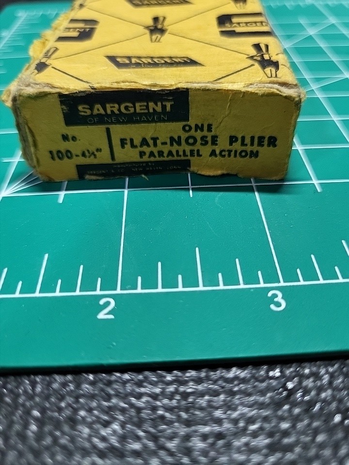 Sargent  Mod# 100-4.5 4 1/2" Flat nose Pliers. Vintage In Box MINT