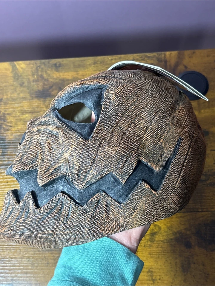 Pumpkin Head Mask Evil Scary Fancy Dress Up Halloween Adult Costume Accessory - Image 3 of 4