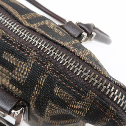 Authentic FENDI Zucca Handbag Canvas Leather Khaki Black Brown F/S - Picture 16 of 20