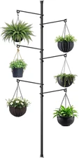 Tension Rod Plant Stand, Plant Poles for Hanging Plants Indoor, Metal Floor t...