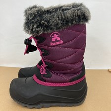 Kamik Girl s Size 1 Winter Snow Boots Faux Fur Waterproof Pink Purple
