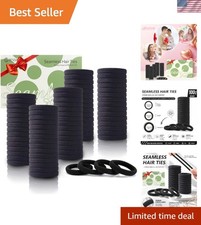 100PCS Black Seamless Elastic Hair Ties - No Damage  Ouchless Ponytail Holders