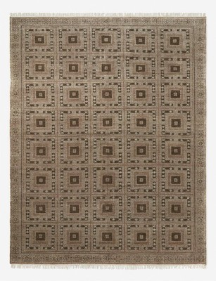 Delina Hand-Knotted Wool Rug 9x12, Modern Geometric Diamond Pattern Area Rug