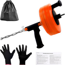 Drain Auger 50FT, Drain Snake with Drill Adapter, Plumbing Snake Clog Remover Us