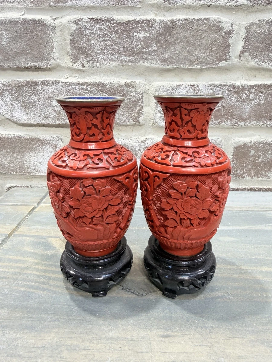 木制红色中国古董花瓶| eBay