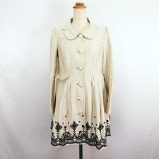 Dolly Girl by Anna Sui Spring Embroidered Long Sleeve Coat Beige Size 2