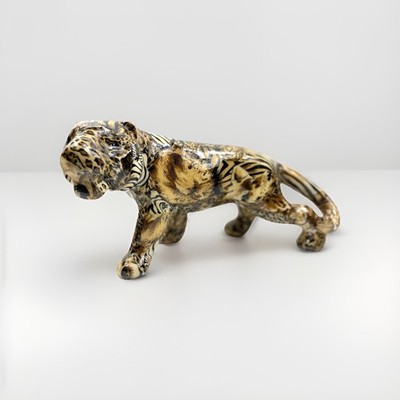 Vintage La Vie Collage Safari Collection Tiger Porzellan Figur Ornament Glanz