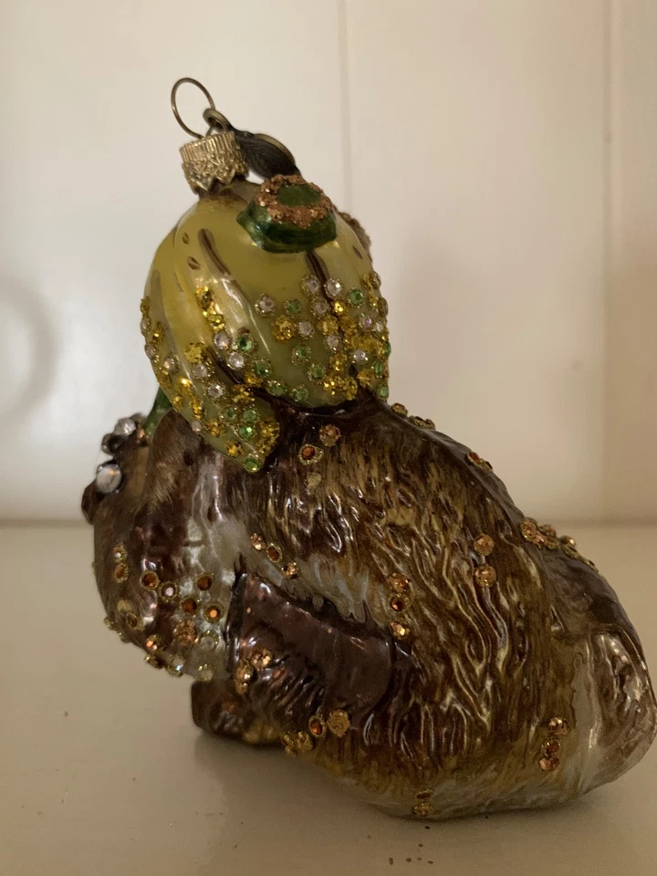 Adorno Jay Strongwater, mono con plátanos, dañado y reparado. Foto 4 de 4