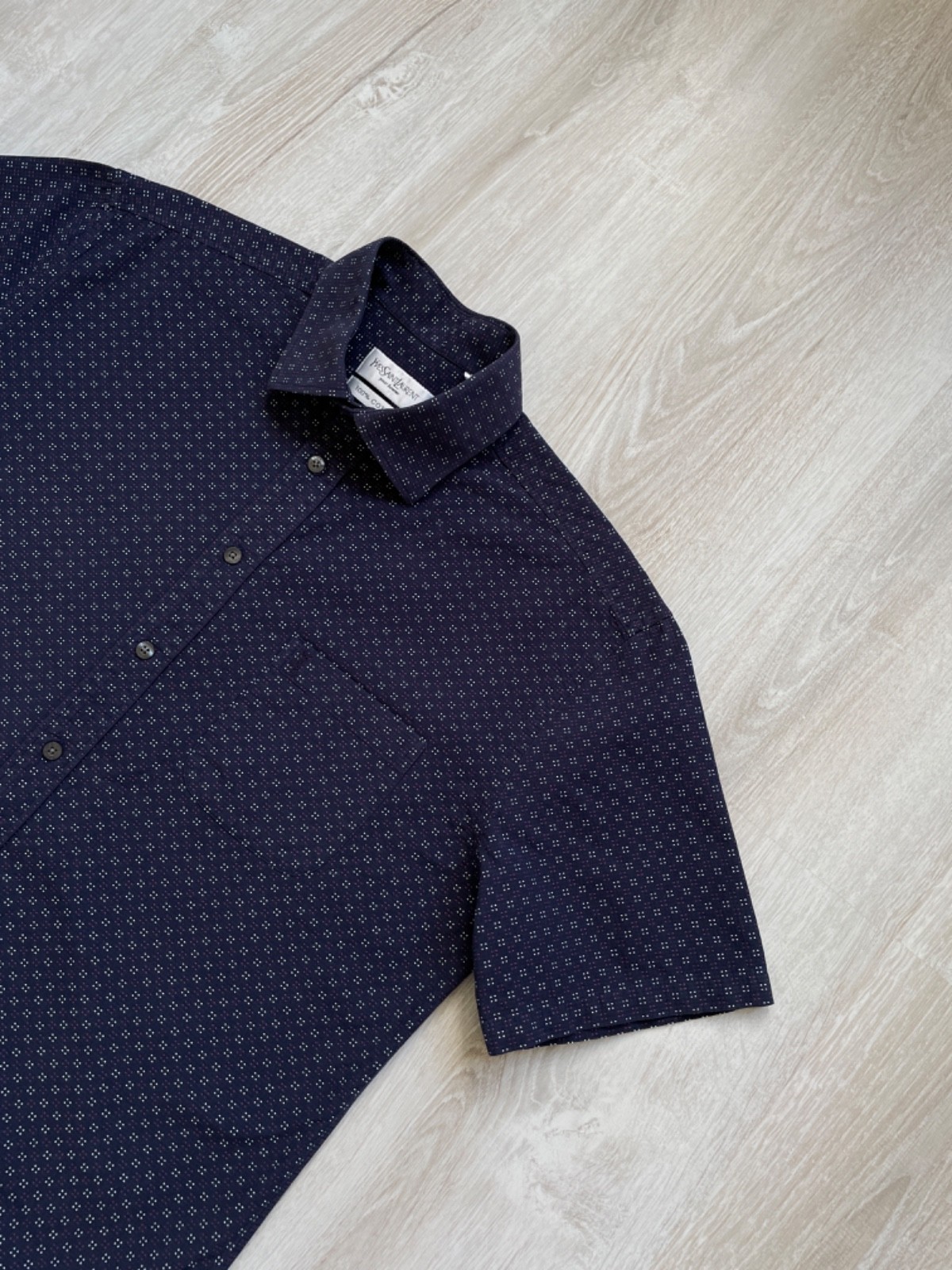 Camicia Lusso Yves Saint Laurent Manica Corta Grande Blu Uomo