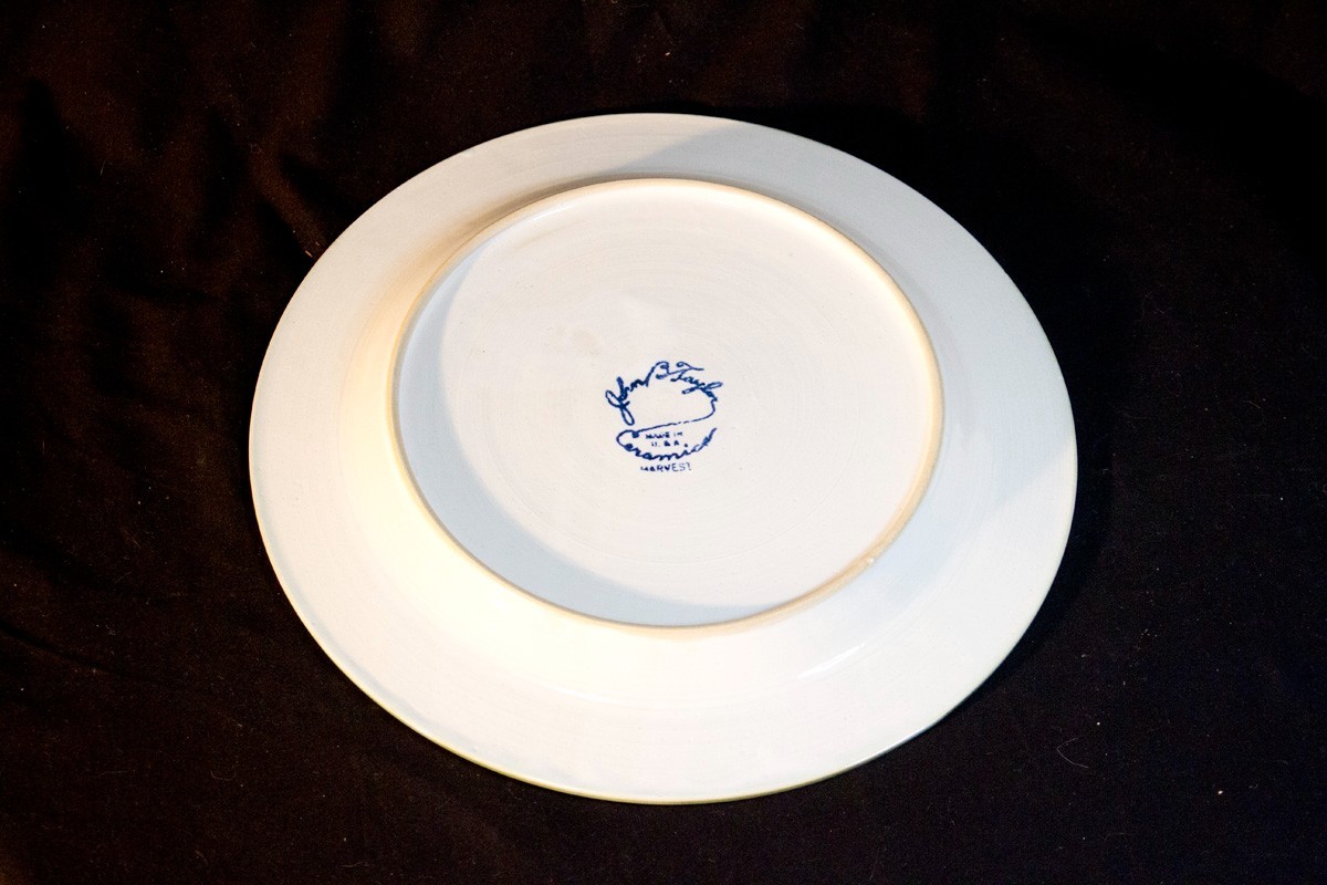 Vintage Louisville Stoneware John B. Taylor Harvest Dinner Plates 13" Set of 6