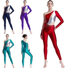 Womens Rompers Dancewear Bodysuit Acrobatics Jumpsuit Figure Skating Ballet Pin