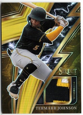 2023 Panini Select Termarr Johnson Sparks Relic Gold Prizm /10 #SM-TJ Pirates