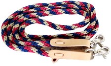 Horse Roping Tack Western Barrel Contest Reins Nylon Braided Snap 7 Feet 607206