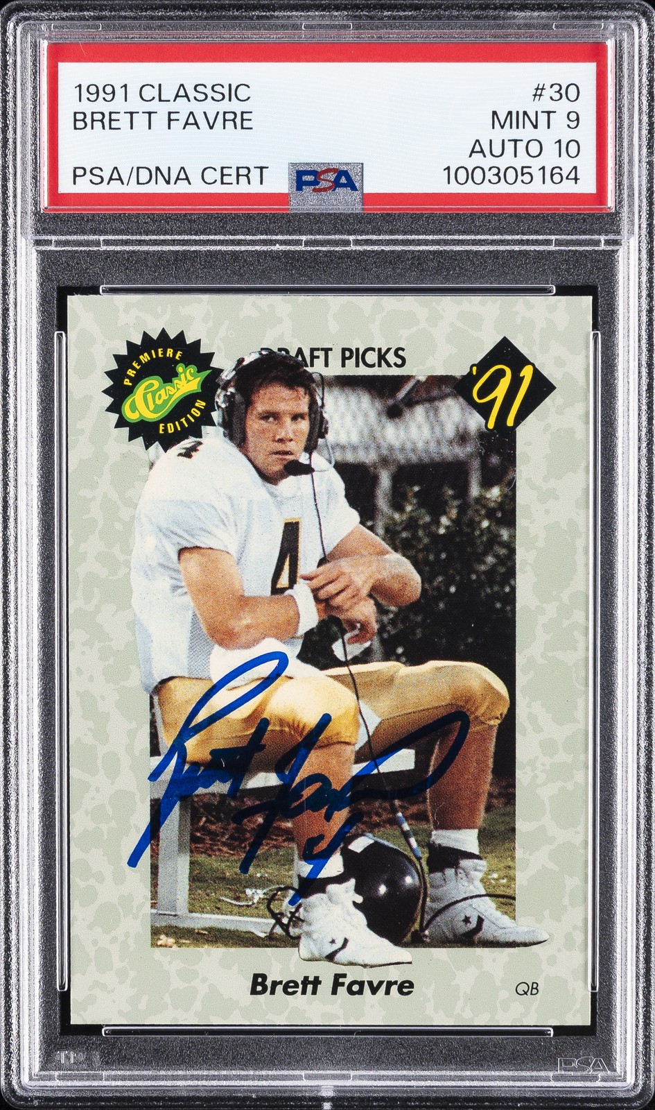BRETT FAVRE 1991 CLASSIC #30 PSA 9 AUTO 10 