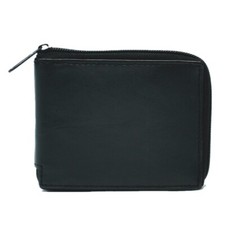 Black Men Genuine Leather Bifold Credit ID Cards Holder Slim Zip Wallet Purse