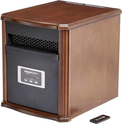 Amazon Basics Portable Eco-Smart Space Heater, Wood, 750W and 1500W