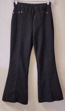 Vintage 60's Black Polyester MOD Hippie Bell Bottoms Pants Miss Holly S Average