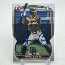 Homer Bush Jr Signed 2023 Bowman Draft Chrome 1st  #BDC-124 Tampa Bay Rays