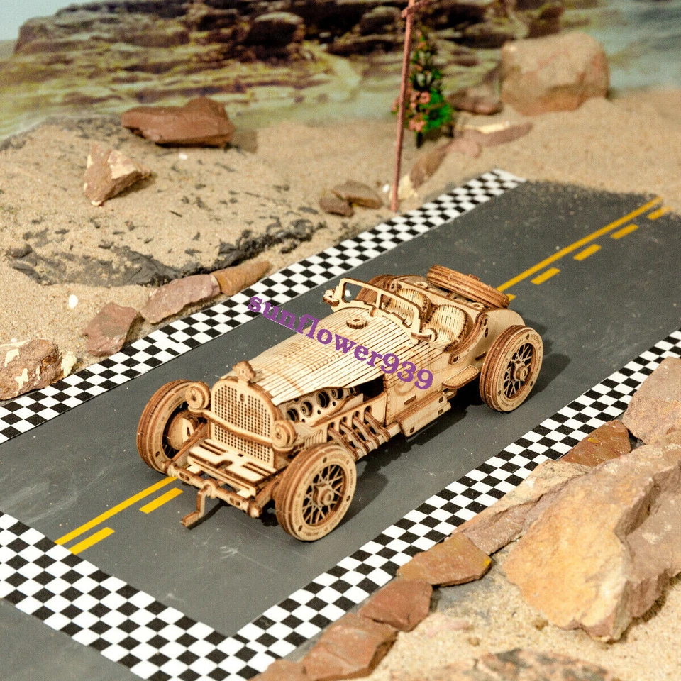 ROBOTIME 3D Wooden Puzzle 220pcs Laser Cut Model Vintage Toy Cars Gift Kids Boy - Image 4 of 4
