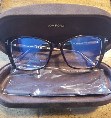 TOM FORD TF 5893-B ECO 052 Dark Havana Frame Blue Block Lens  display picture 1