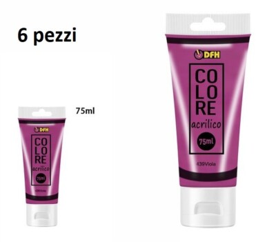 Set 6 Stück Acrylfarbe Tuben Farbe 439 Lila 75ml dfh