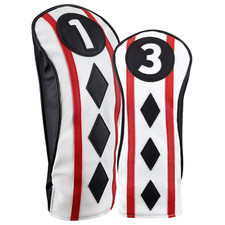 Majek Golf Clubs Poker Diamond Black Red White 1 3 Fairway Wood Headcover Set