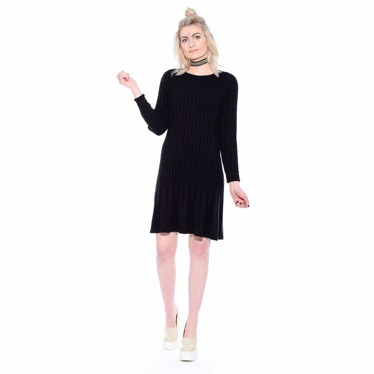 slim fit dress slacks Grunge Stripes Ripped Sweater Dress main image 0