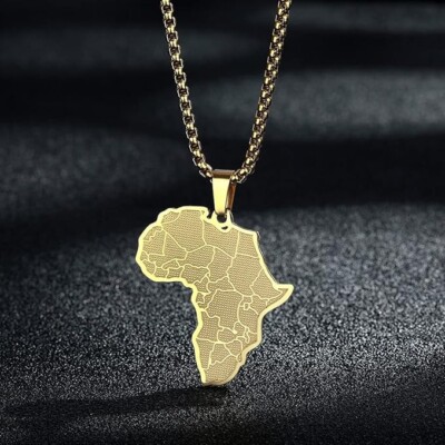 Afrika Kontinent Kette Africa Chain Anhänger Gold Silber Edelstahl Halskette