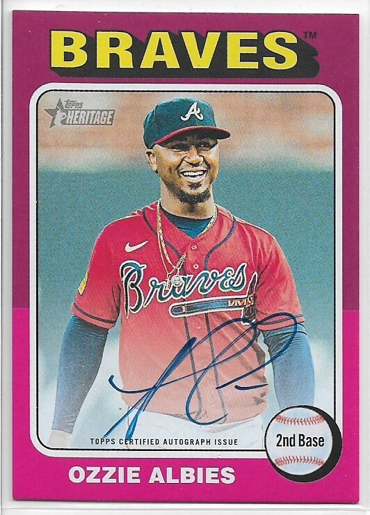 2024 Topps Heritage Ozzie Albies #ROA-OA On-Card Real One Auto Atlanta Braves