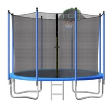Segmart 10ft Trampoline for kids with Basketball Hoop and Enclosure Net/ladder