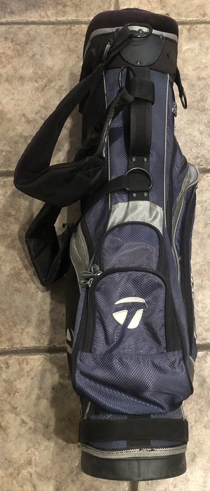 Сумка-стойка для клюшек для гольфа Taylormade 7 направлений темно-синяя и черная с ремнями Izzo - Изображение 4 из 4