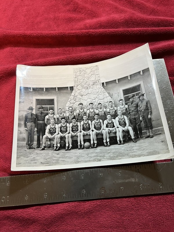 Vintage WW1 Military Doughboy Basketball Photo, 147th Field Artillery Unit (SD).