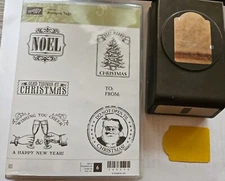 Stampin Up! ANTIQUE TAGS & NOTE TAG PUNCH Christmas, Noel, Santa, Cheer Retired