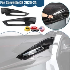 Carbon Fiber Style Interior Door Panel Trim Cover Frame For Corvette C8 2020-25
