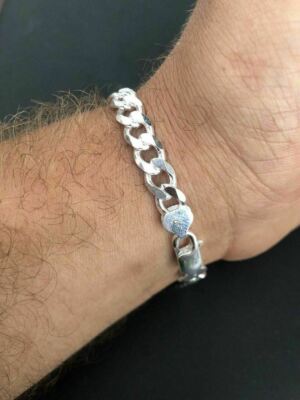 Bracciale Uomo Herren Armband Miami Cuban Link &ndash; Massiv 925 Sterlingsilber, 8,5 Zoll, 53g, Made In Italy Armkette Herren Silber 925 Echt
